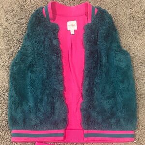 Cat & Jack Kids' Fuzzy Teal and Pink Vest